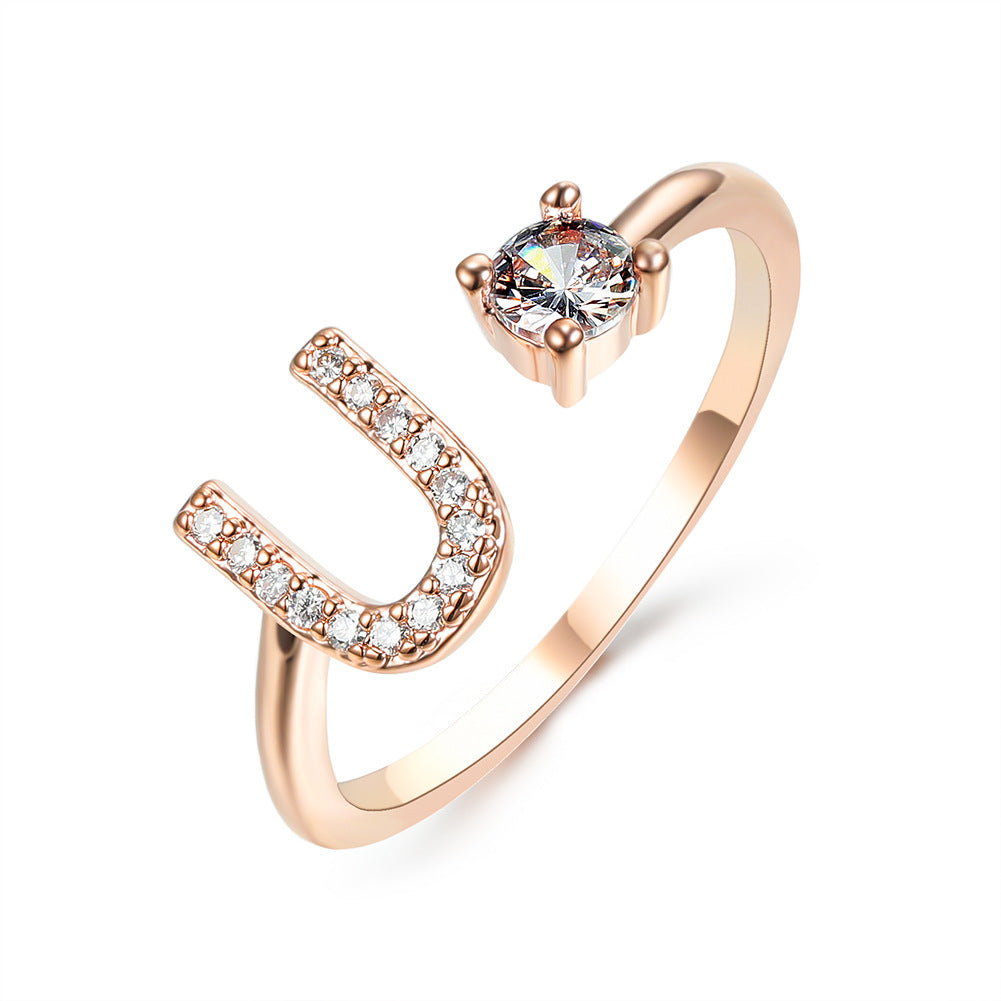 New Design Adjustable 26 Initial Letter Ring Fashion Jewelry For Women Simple Elegant Jewelry New Design Adjustable 26 Initial Letter Ring Fashion Jewelry For Women Simple Elegant Jewelry